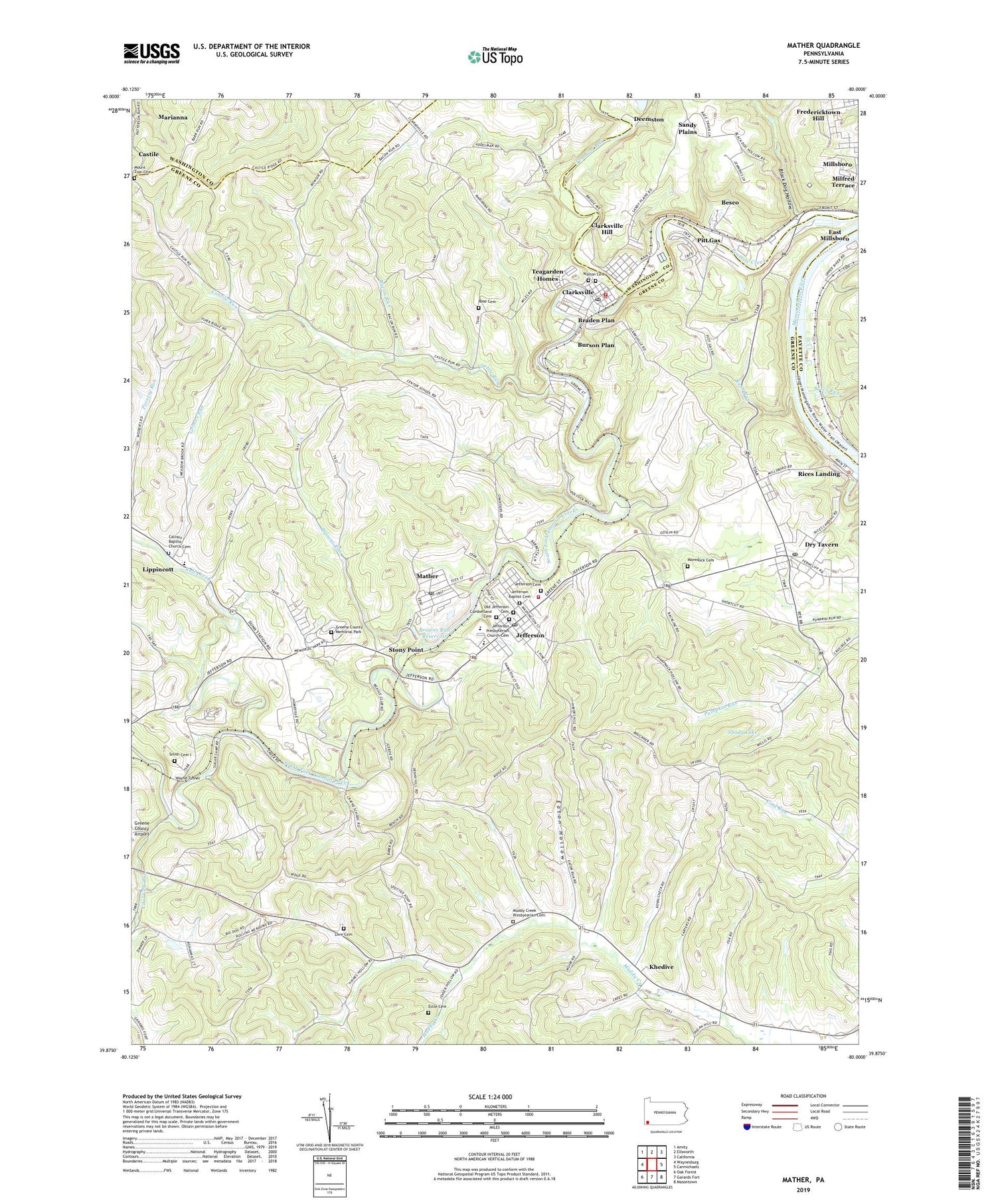 Mather Pennsylvania US Topo Map Image