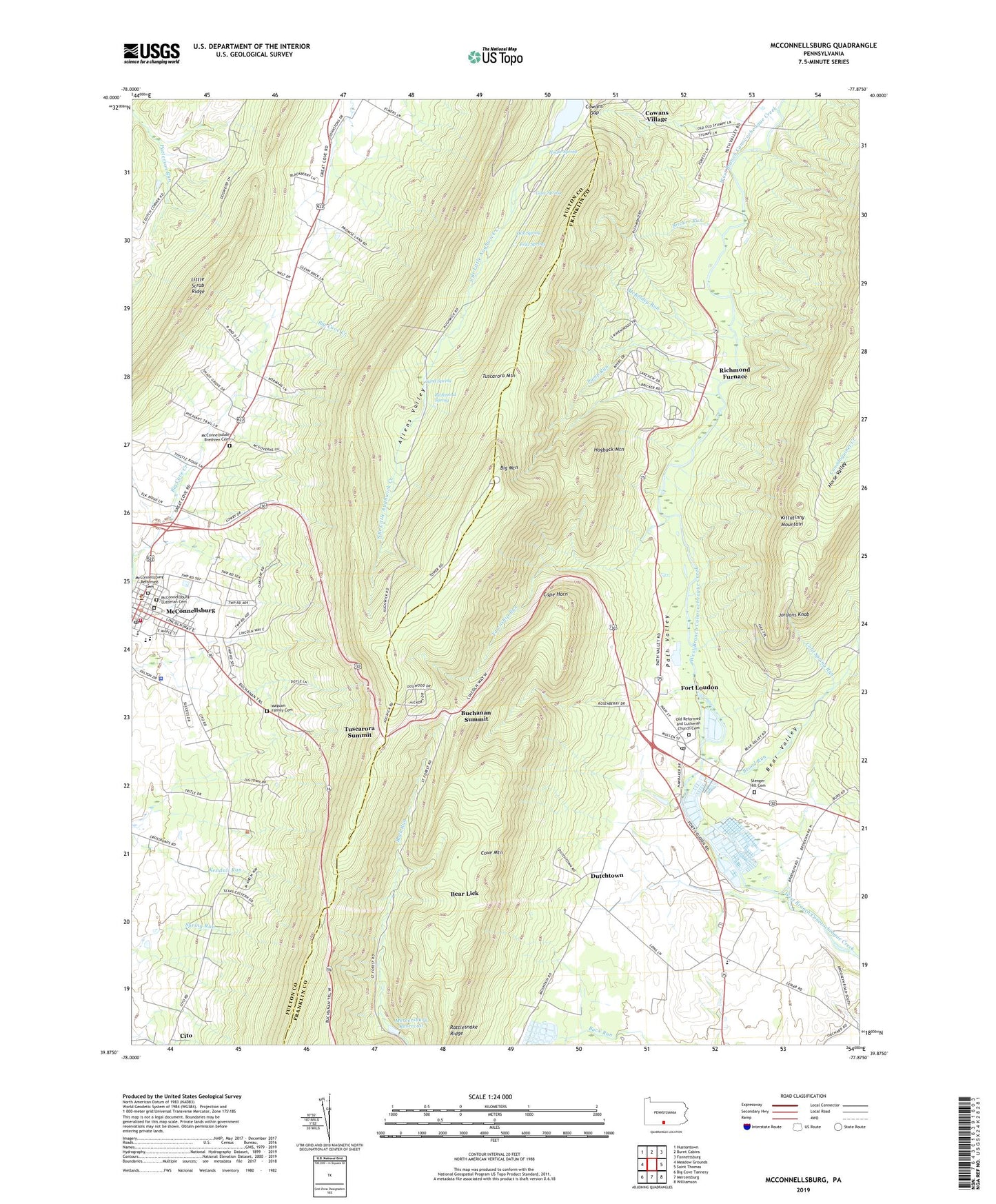 McConnellsburg Pennsylvania US Topo Map Image