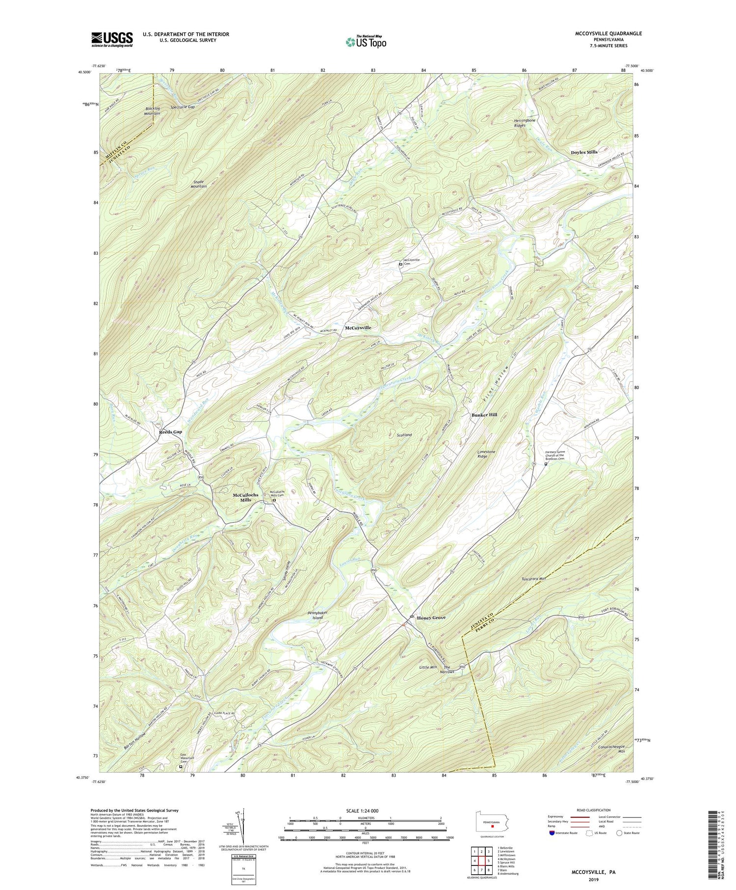 McCoysville Pennsylvania US Topo Map Image