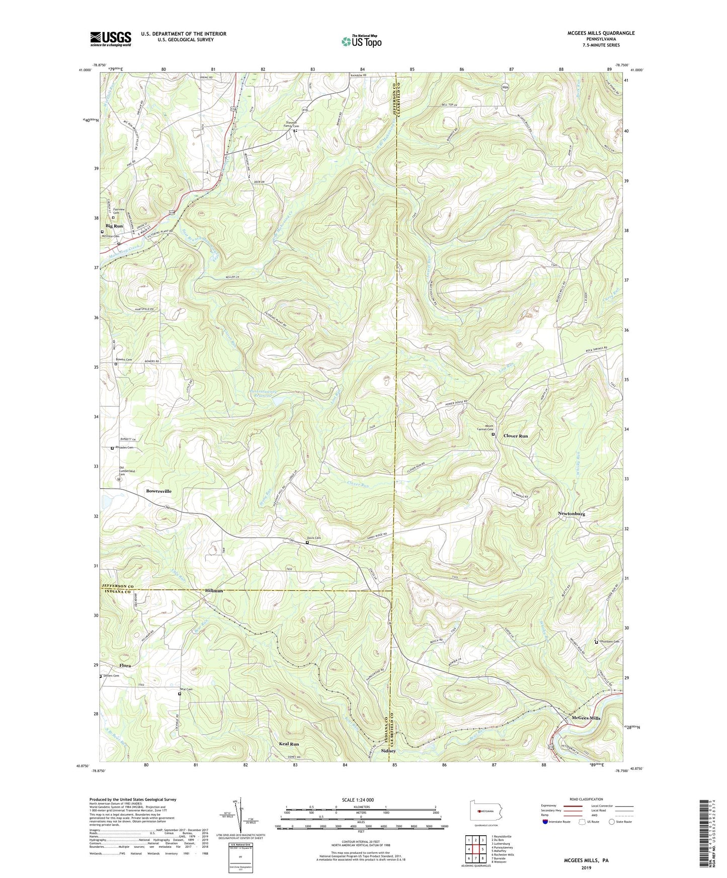 McGees Mills Pennsylvania US Topo Map Image