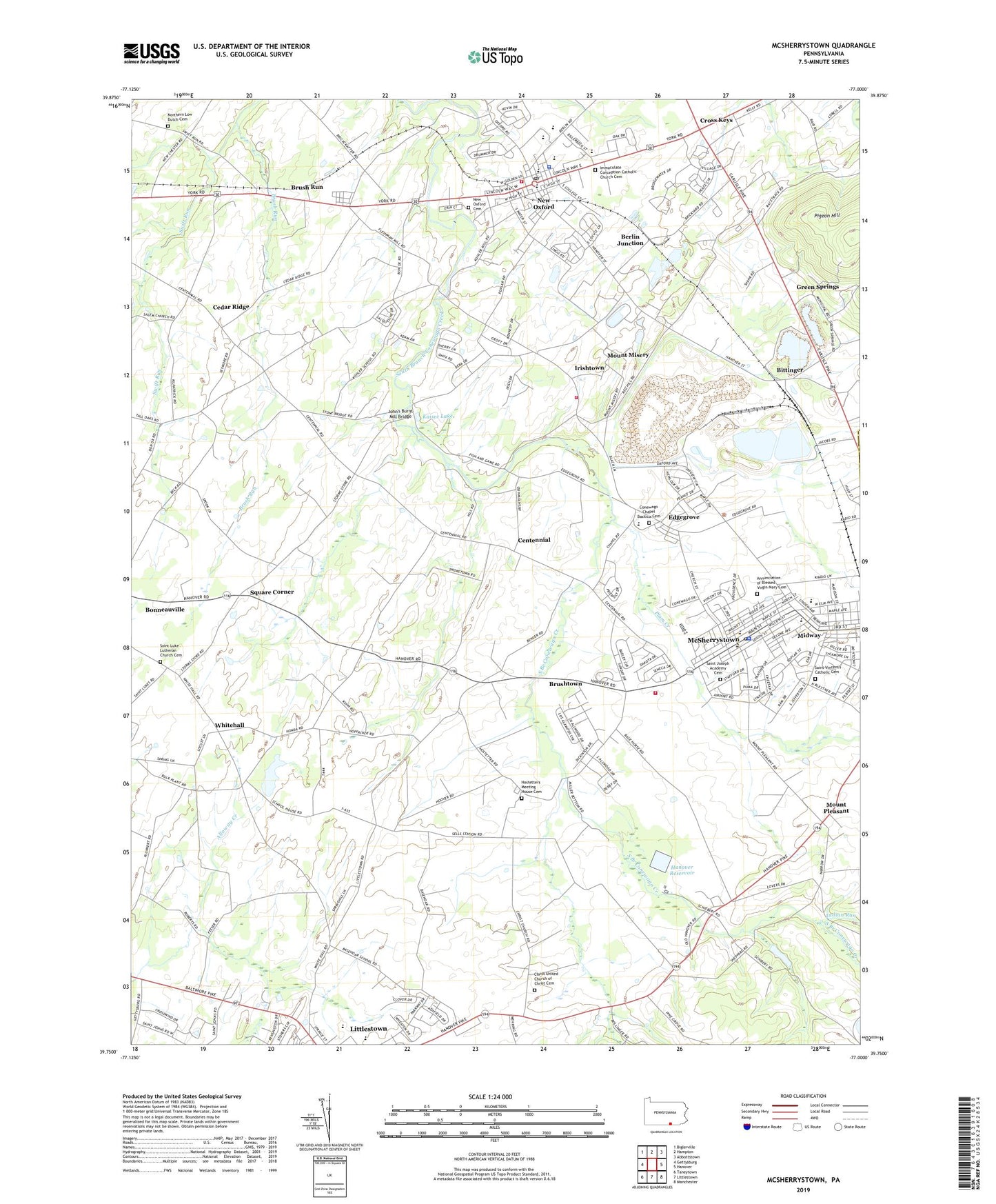 McSherrystown Pennsylvania US Topo Map Image