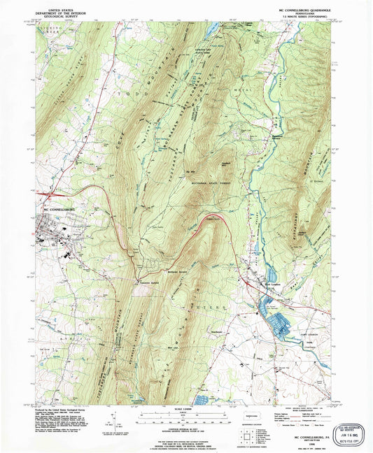 Classic USGS McConnellsburg Pennsylvania 7.5'x7.5' Topo Map Image
