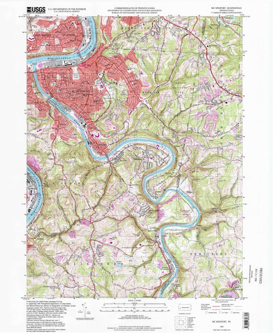 Classic USGS McKeesport Pennsylvania 7.5'x7.5' Topo Map Image