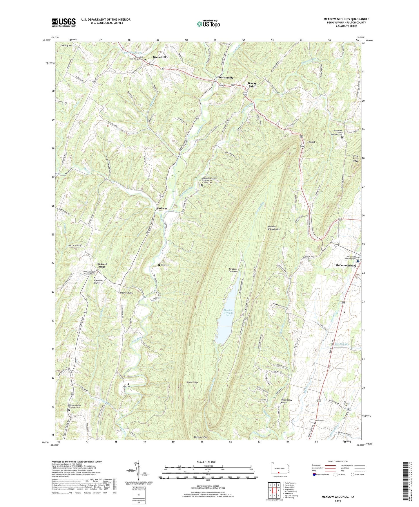 Meadow Grounds Pennsylvania US Topo Map Image