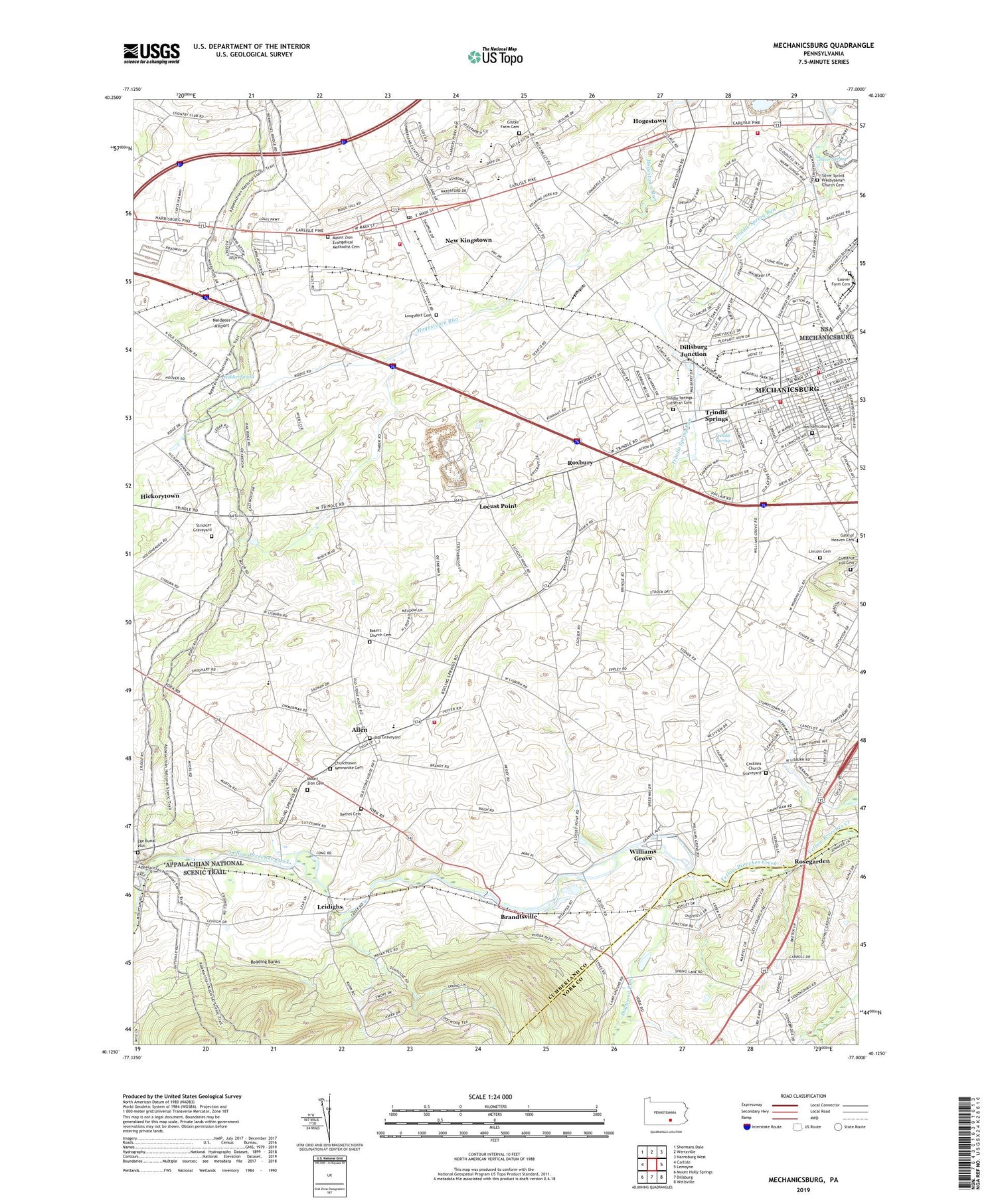 Mechanicsburg Pennsylvania US Topo Map Image