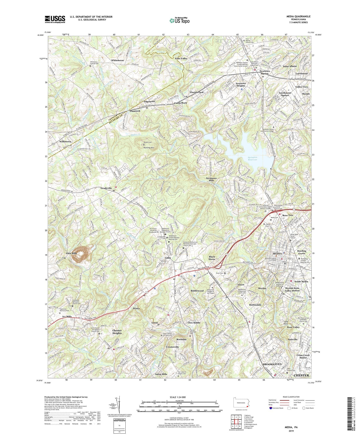 Media Pennsylvania US Topo Map Image