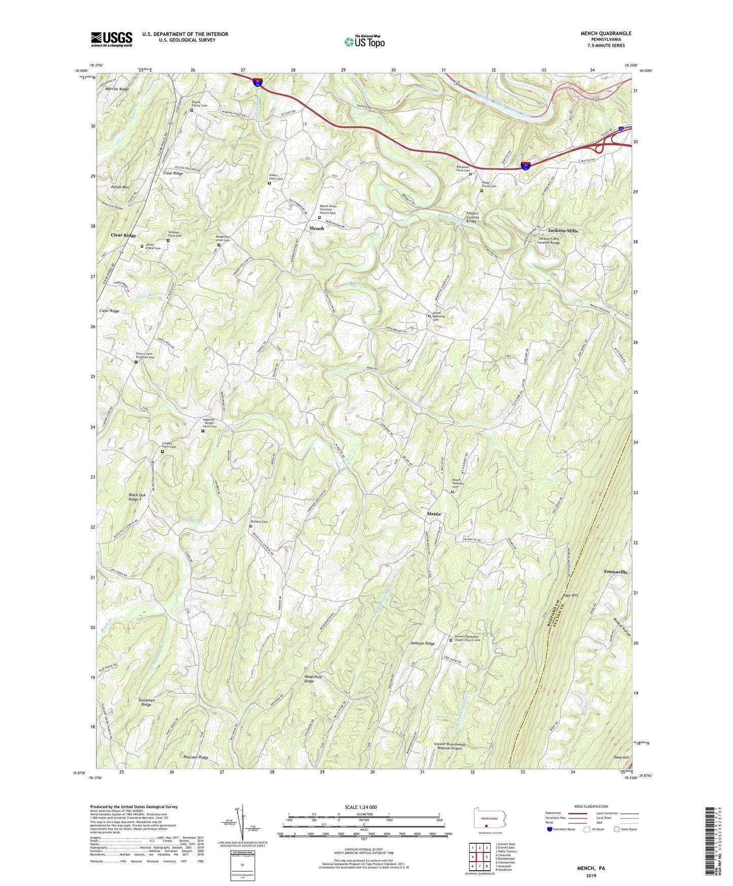 Mench Pennsylvania US Topo Map Image