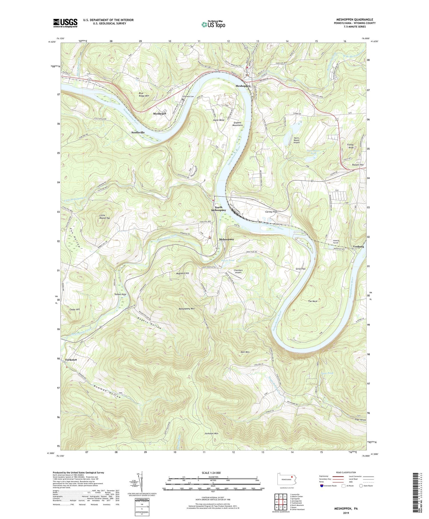 Meshoppen Pennsylvania US Topo Map Image