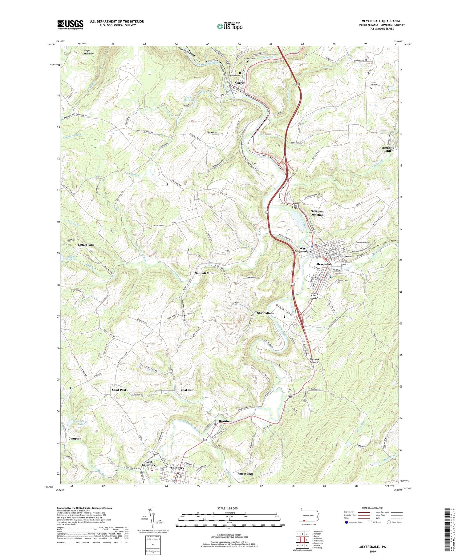 Meyersdale Pennsylvania US Topo Map Image