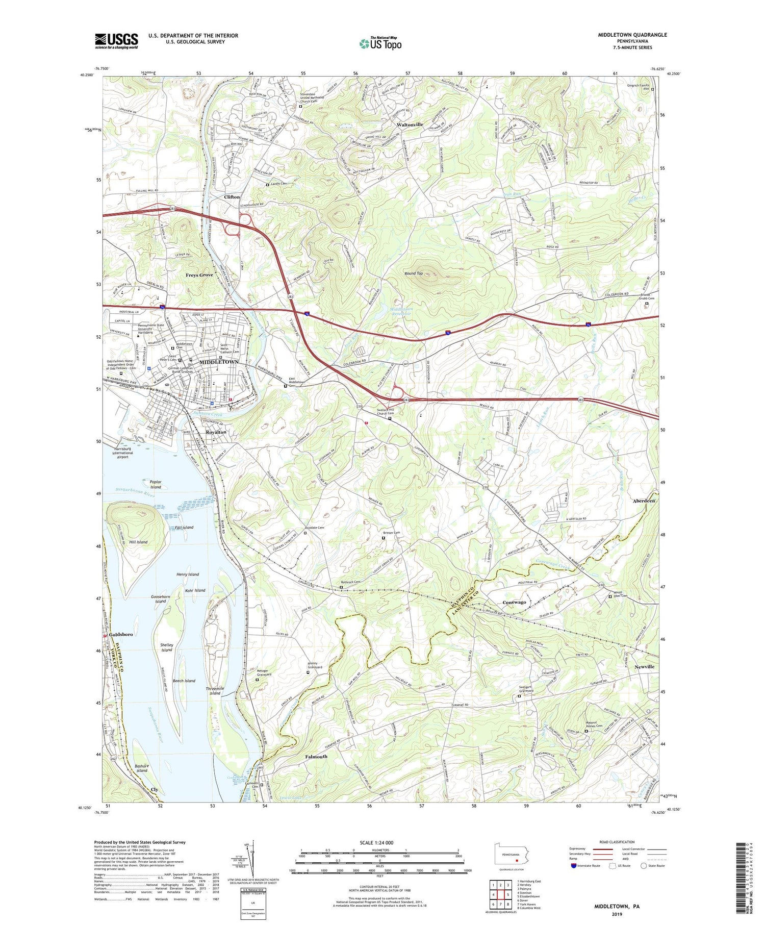 Middletown Pennsylvania US Topo Map Image