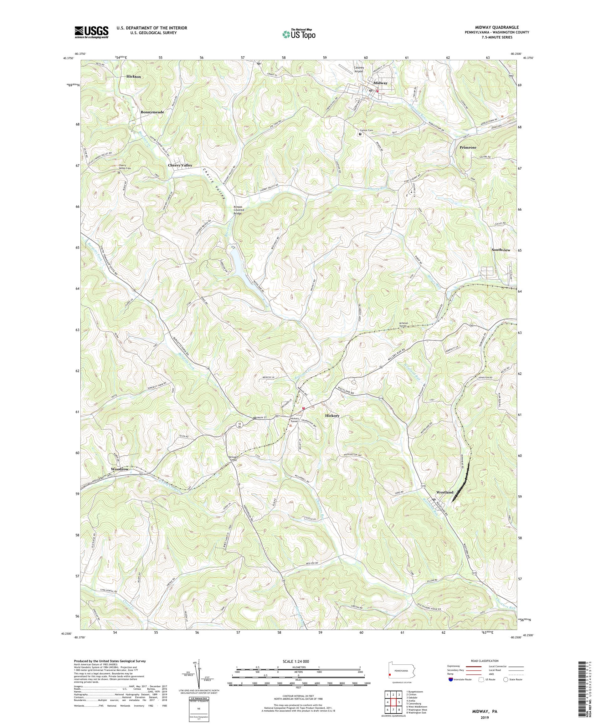 Midway Pennsylvania US Topo Map MyTopo Map Store   PA Midway 20190904 TM Geo 