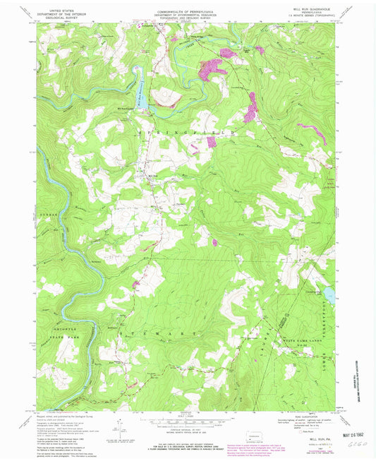 USGS Classic Mill Run Pennsylvania 7.5'x7.5' Topo Map Image
