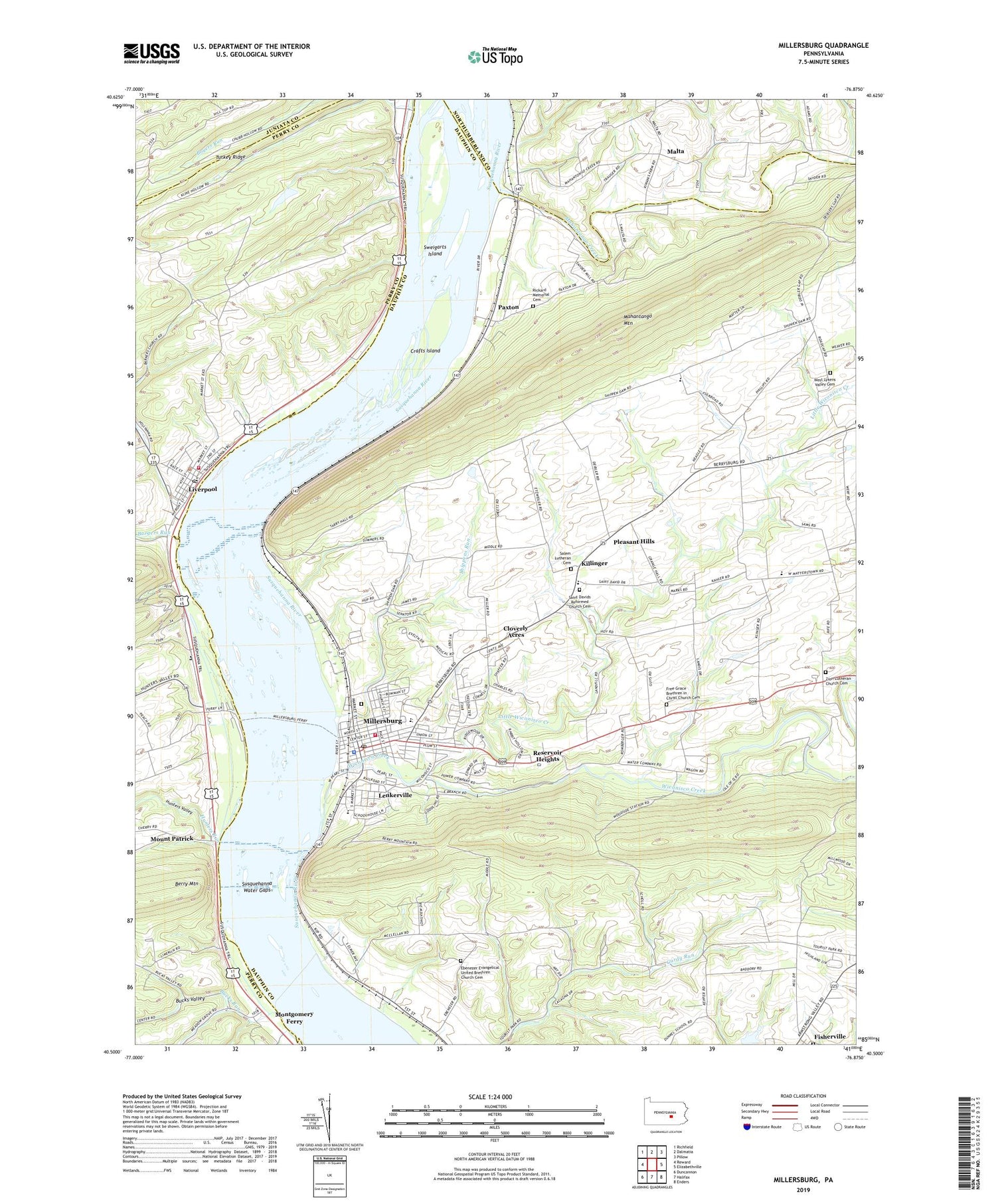 Millersburg Pennsylvania US Topo Map Image