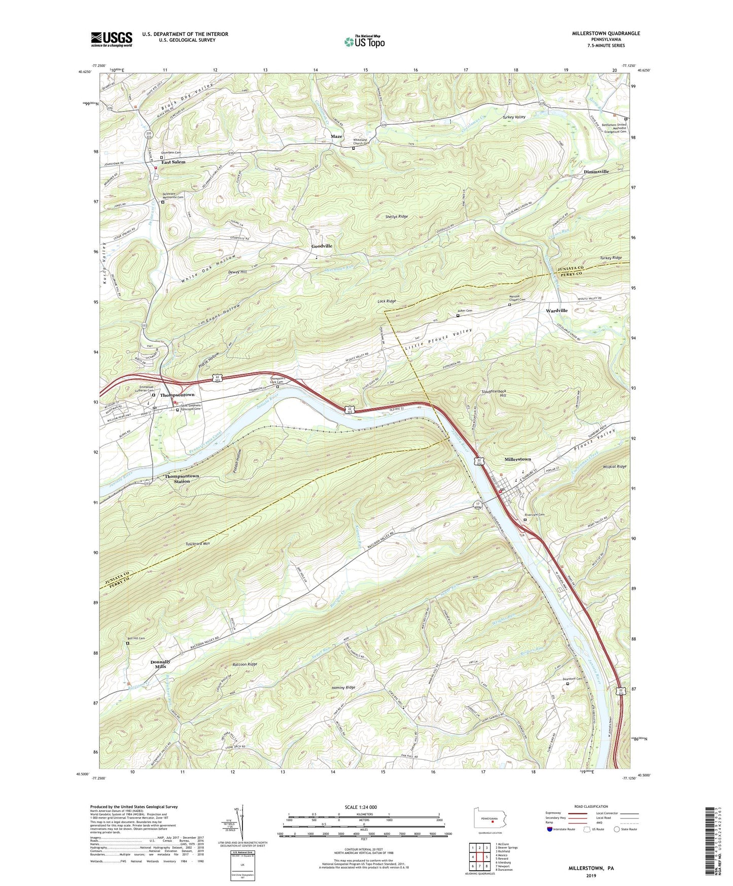Millerstown Pennsylvania US Topo Map Image