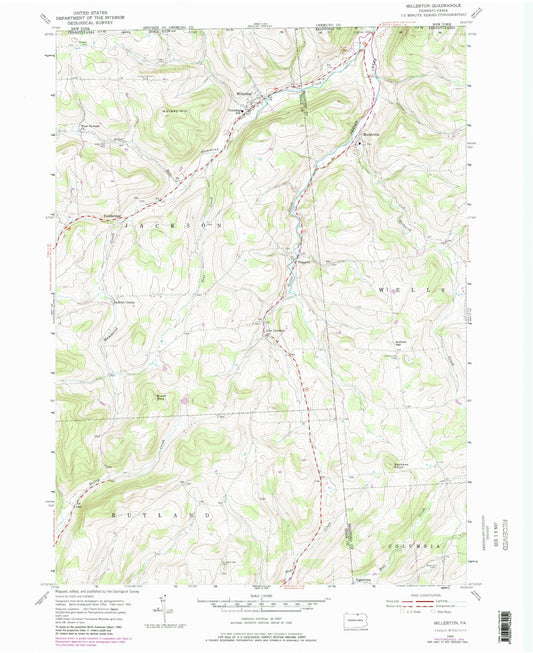 Classic USGS Millerton Pennsylvania 7.5'x7.5' Topo Map Image