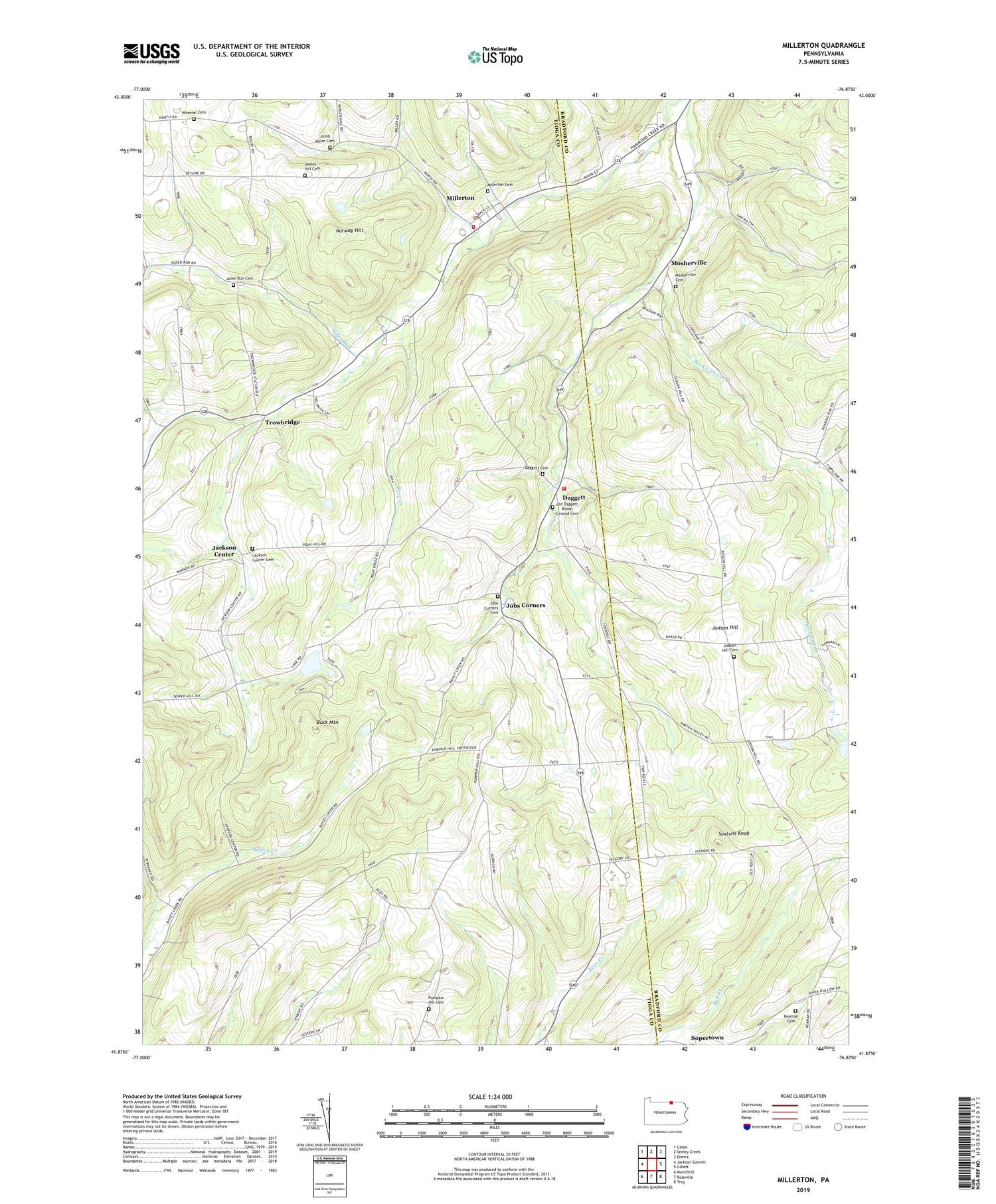 Millerton Pennsylvania US Topo Map Image
