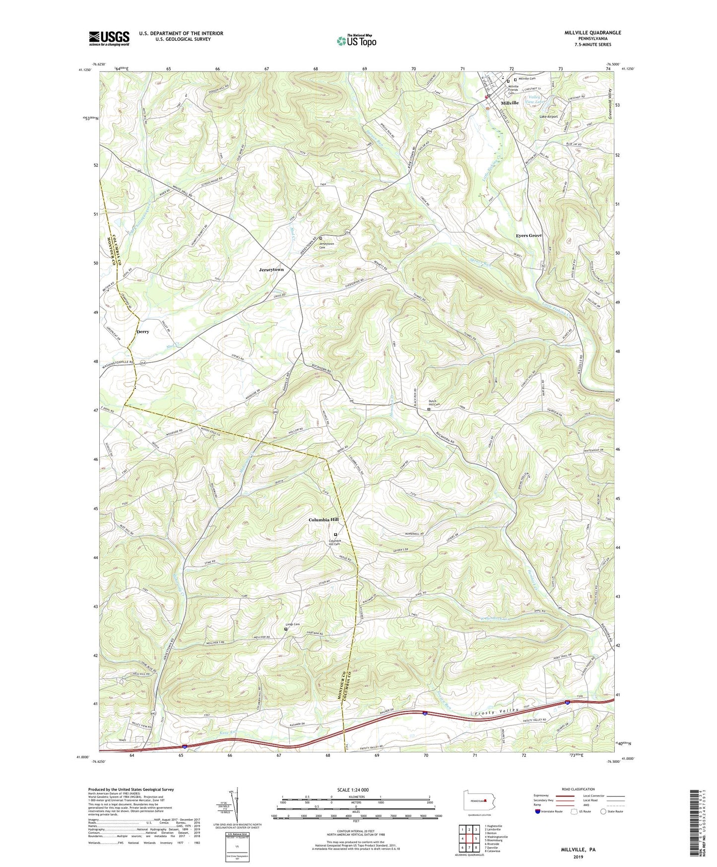 Millville Pennsylvania US Topo Map Image