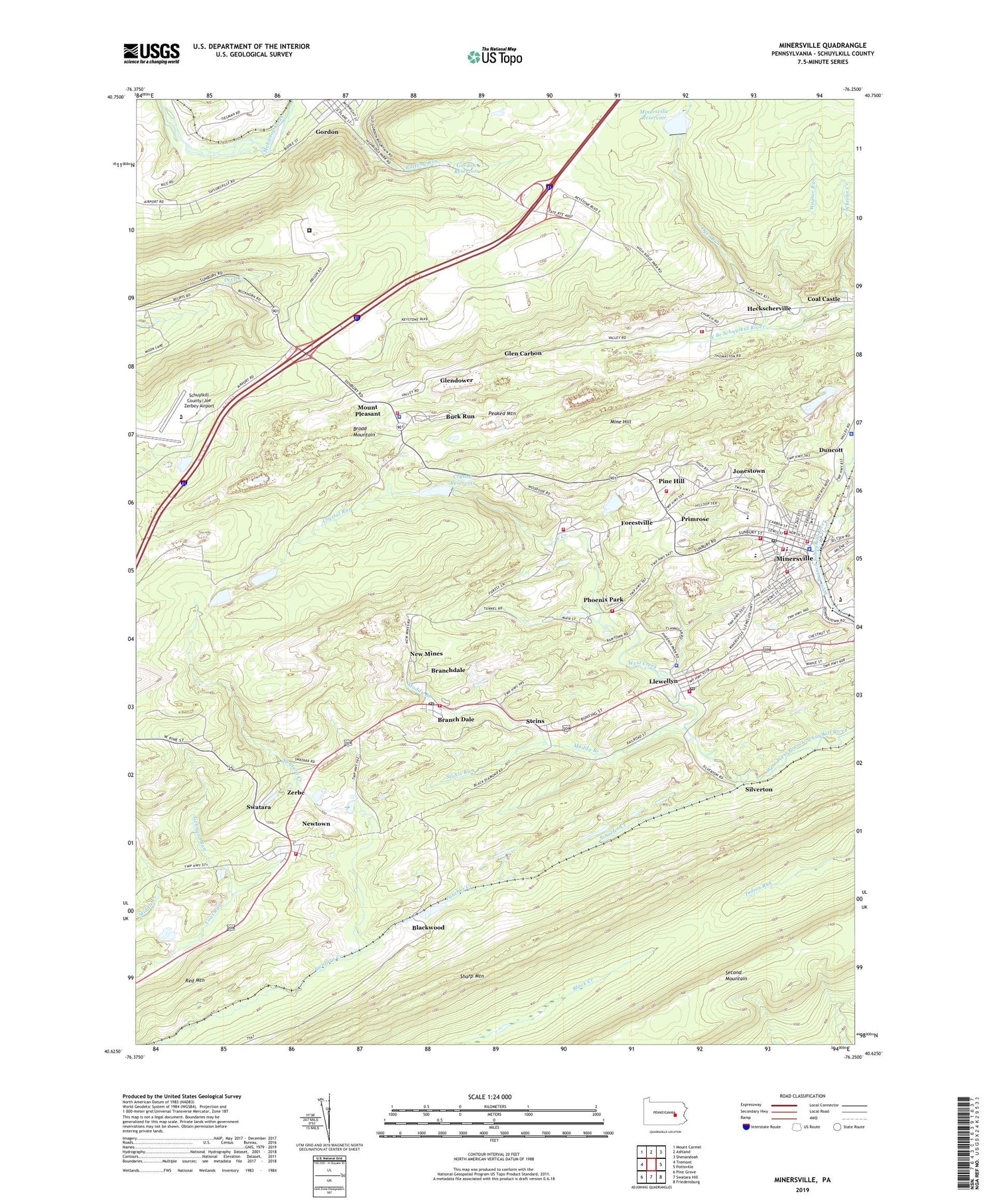 Minersville Pennsylvania US Topo Map Image