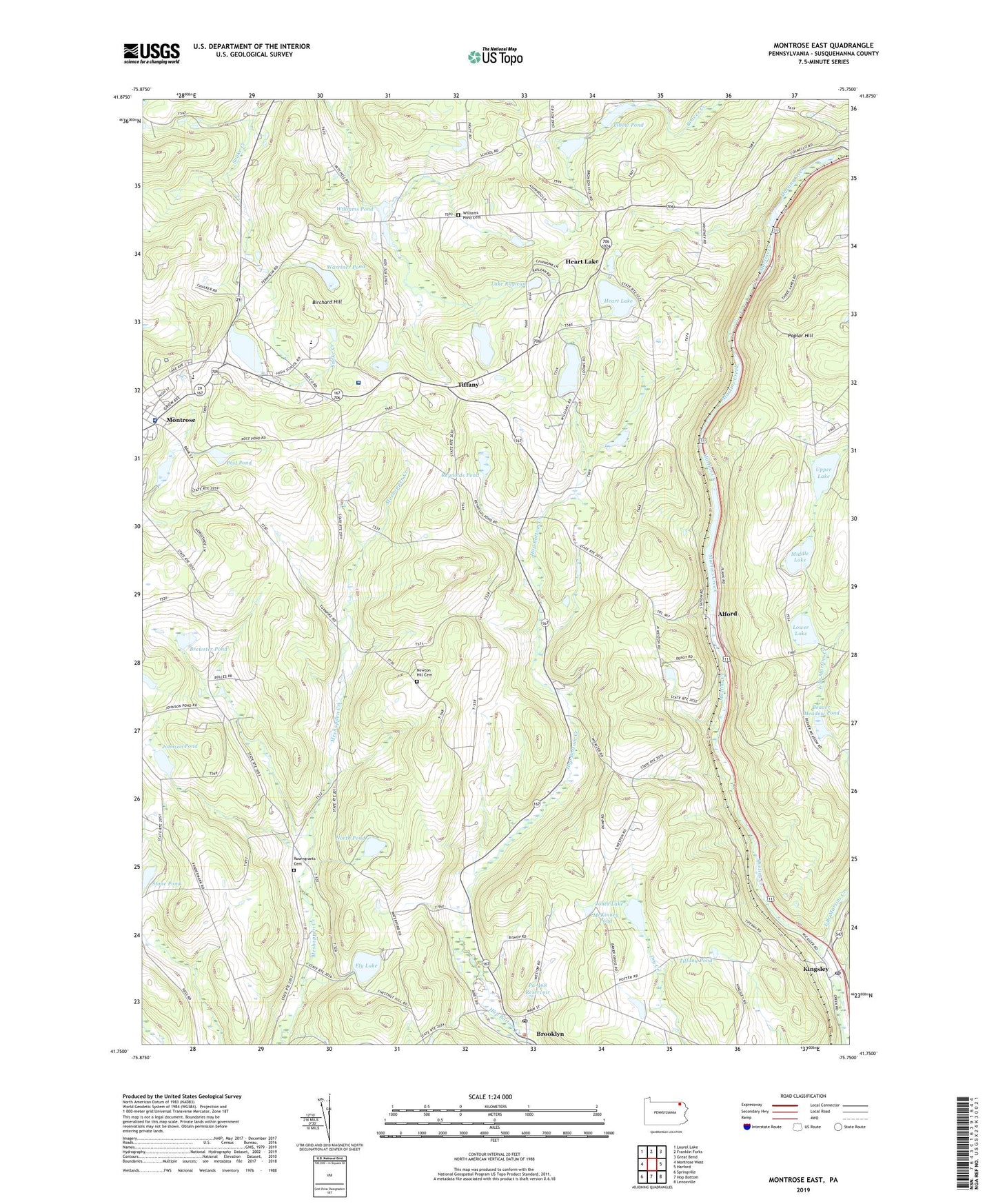 Montrose East Pennsylvania US Topo Map Image