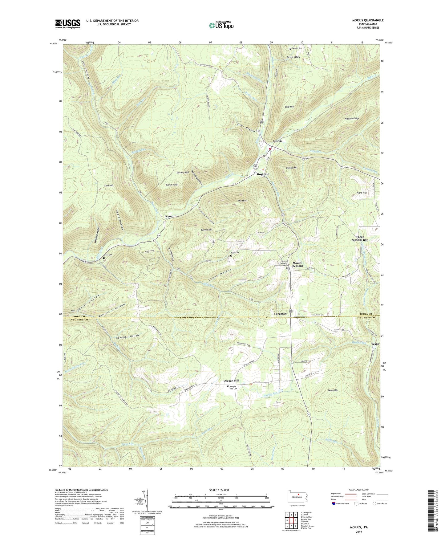 Morris Pennsylvania US Topo Map Image