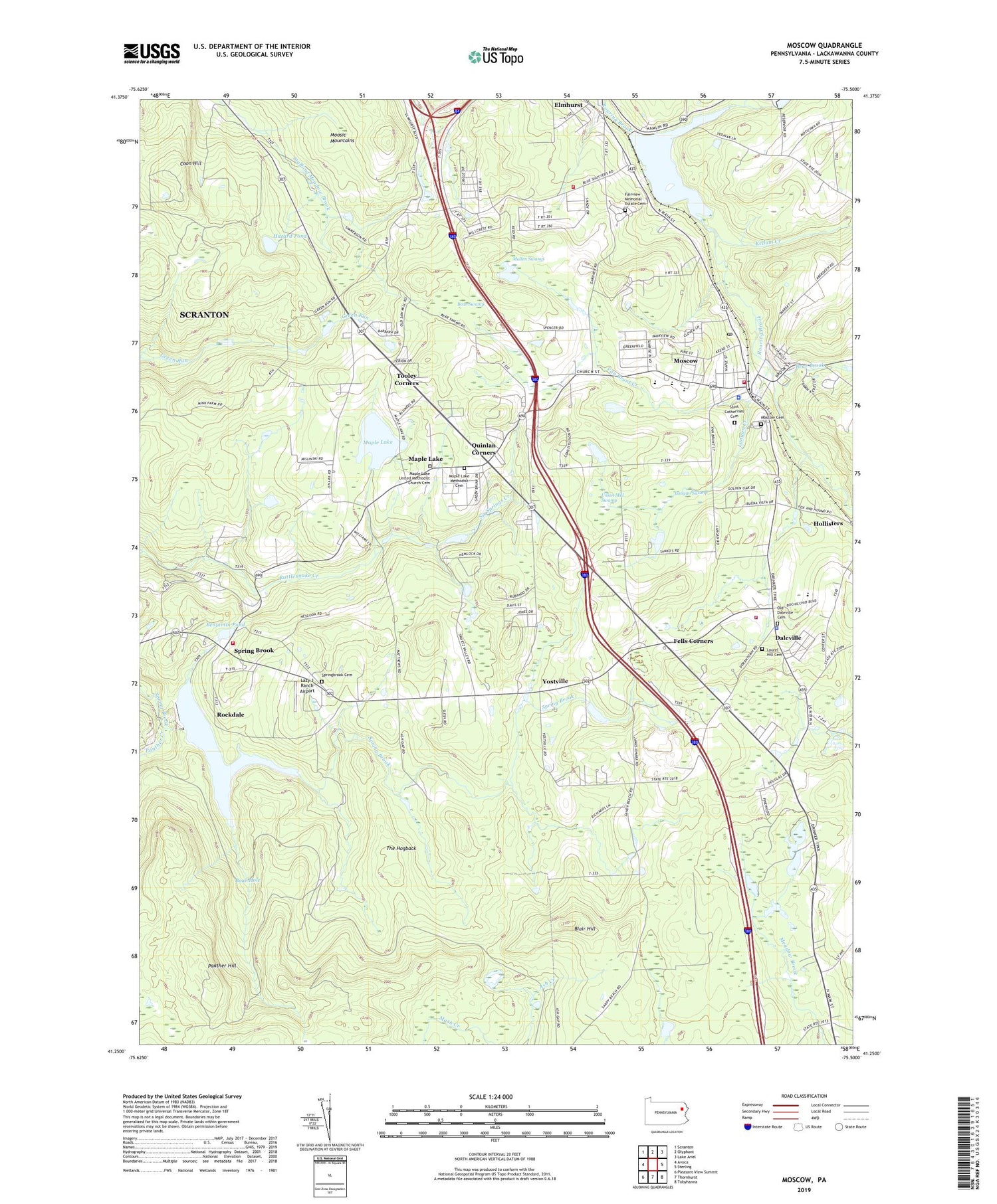 Moscow Pennsylvania US Topo Map Image