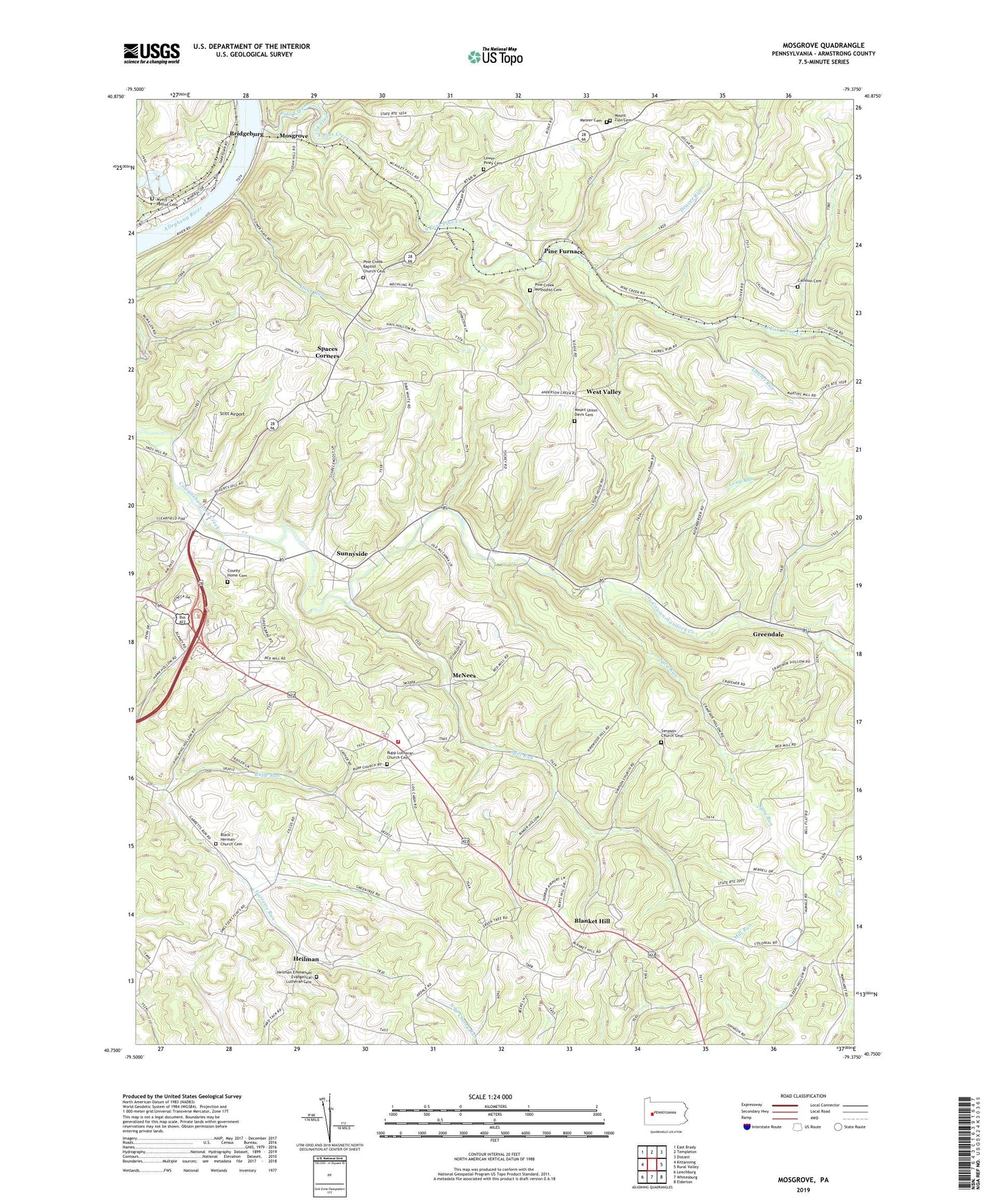 Mosgrove Pennsylvania US Topo Map Image