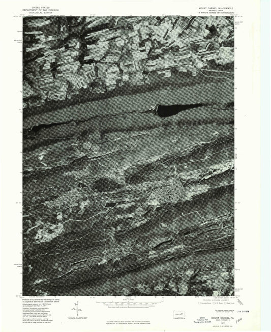 Classic USGS Mount Carmel Pennsylvania 7.5'x7.5' Topo Map Image