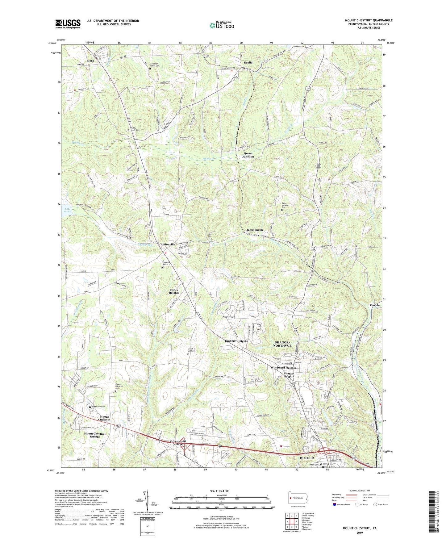Mount Chestnut Pennsylvania US Topo Map Image