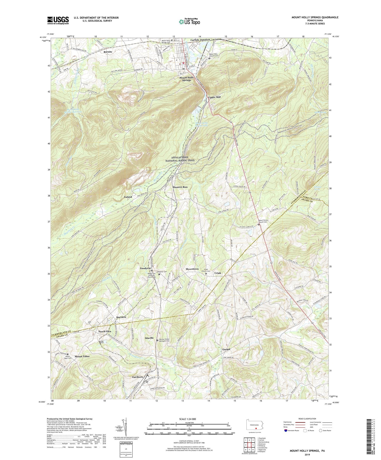Mount Holly Springs Pennsylvania US Topo Map Image