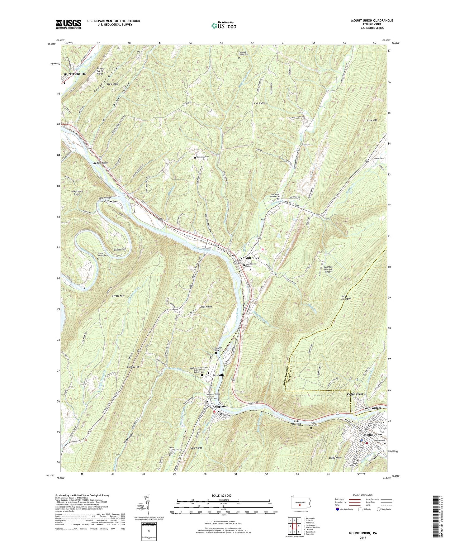 Mount Union Pennsylvania US Topo Map Image
