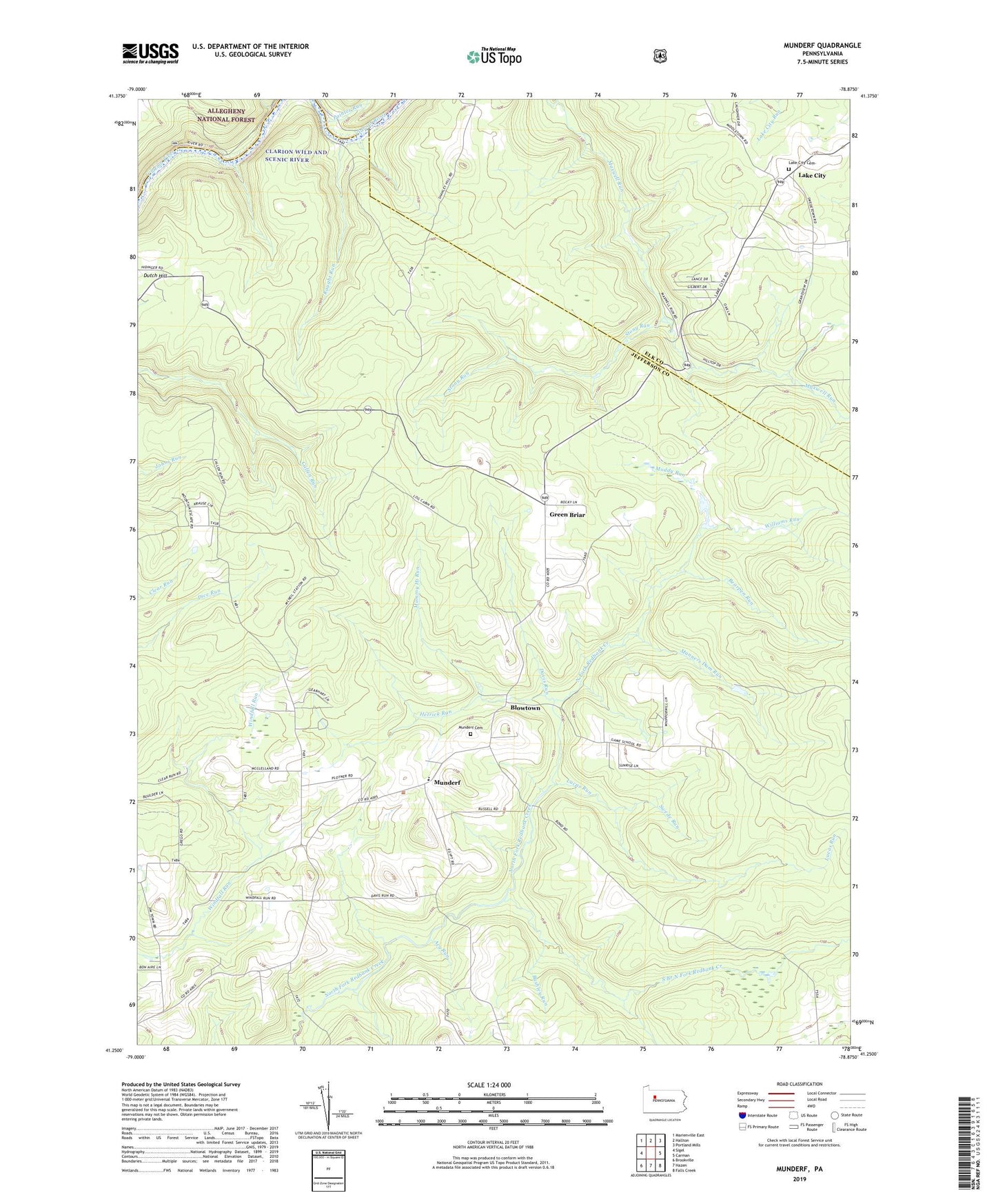 Munderf Pennsylvania US Topo Map Image
