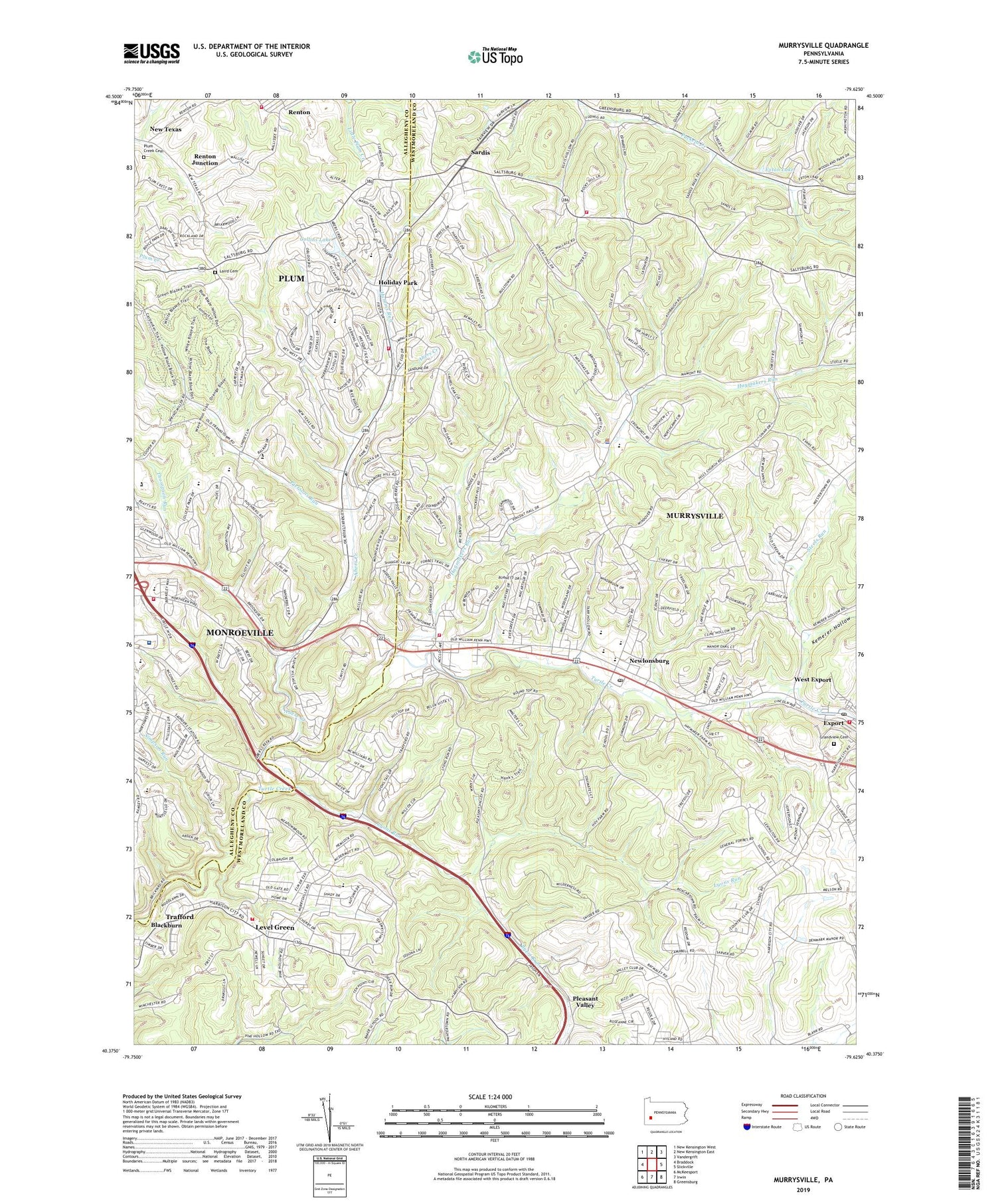 Murrysville Pennsylvania US Topo Map Image