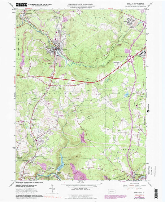 Classic USGS Nanty Glo Pennsylvania 7.5'x7.5' Topo Map Image