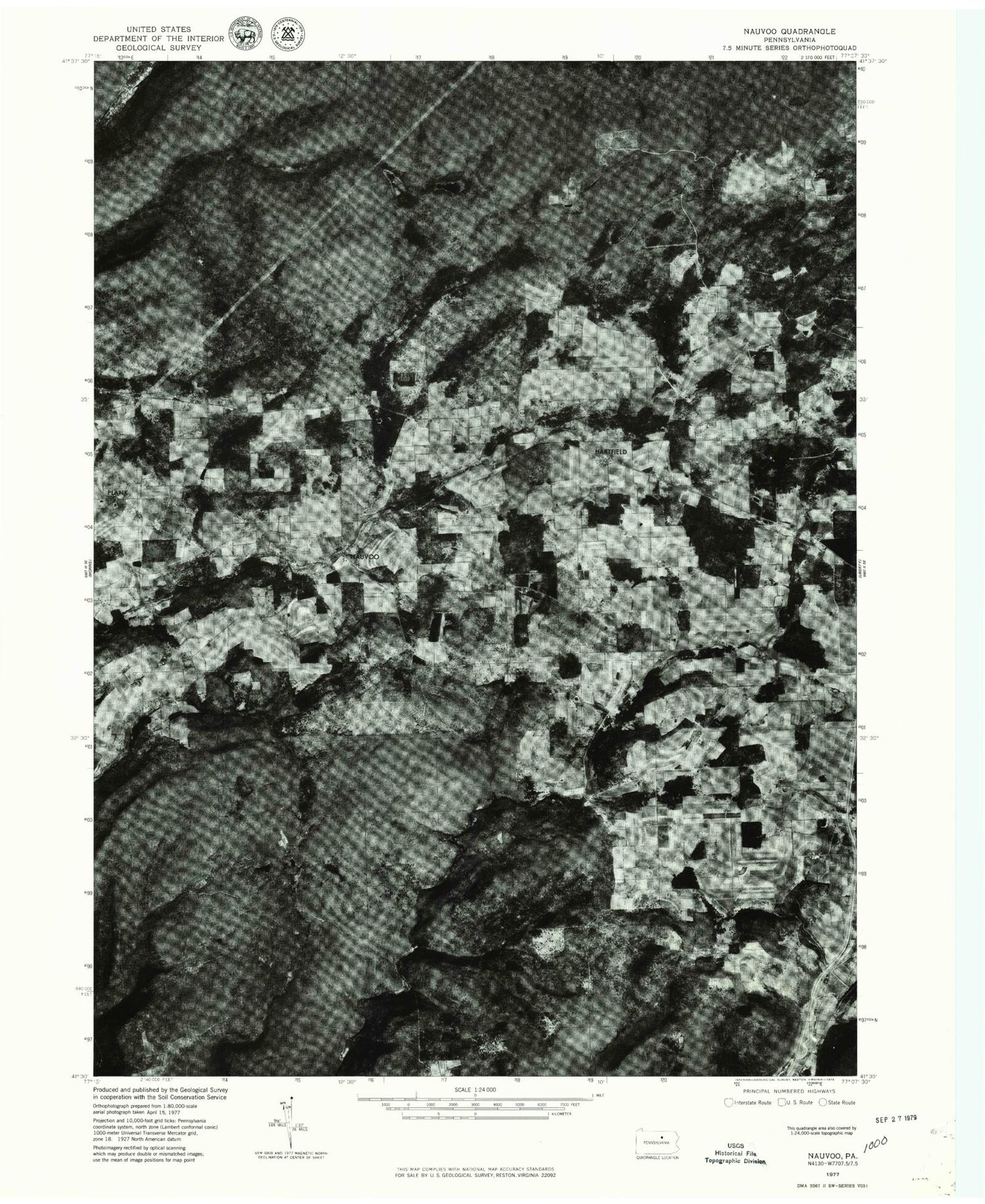 Classic USGS Nauvoo Pennsylvania 7.5'x7.5' Topo Map Image
