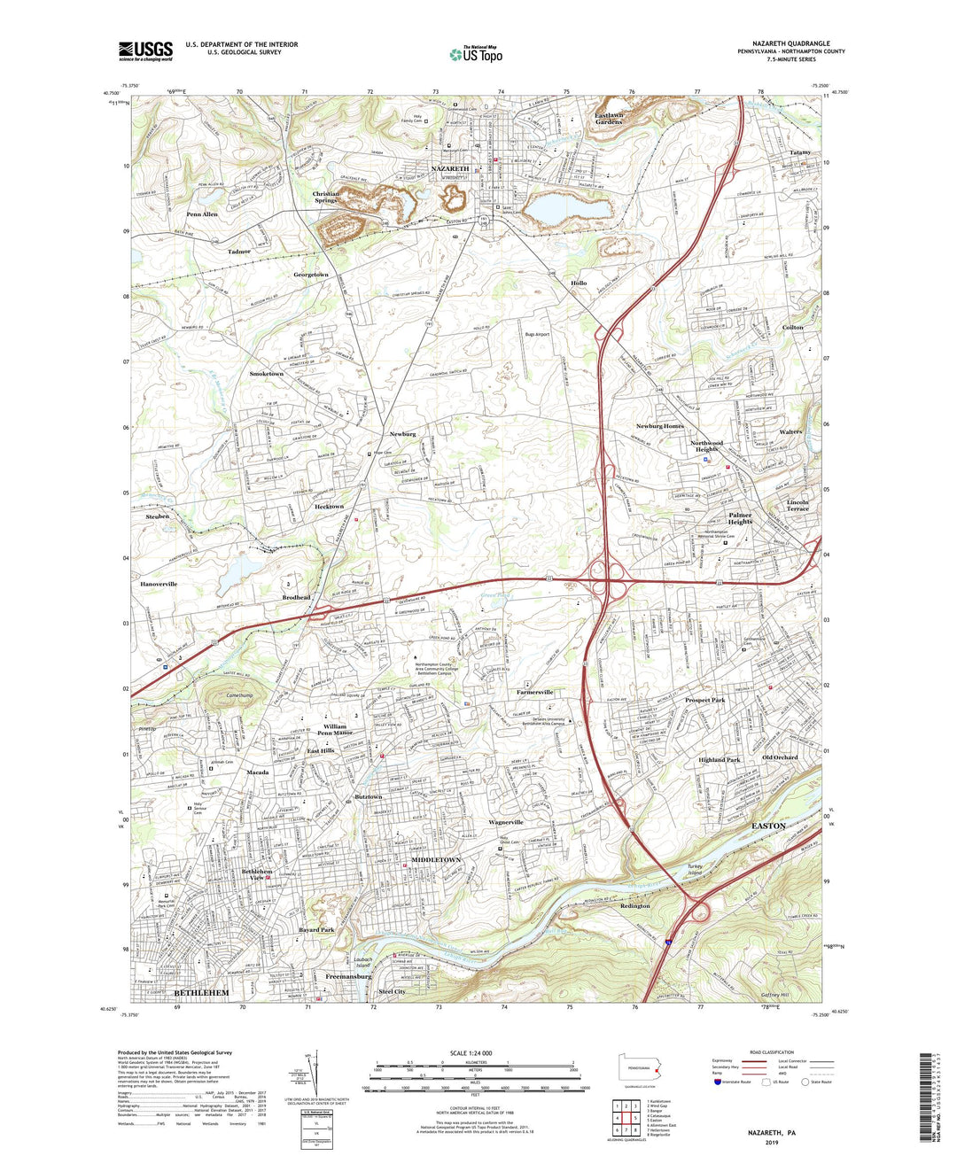 Palmer Park Mall Topo Map PA, Northampton County (Nazareth Area)