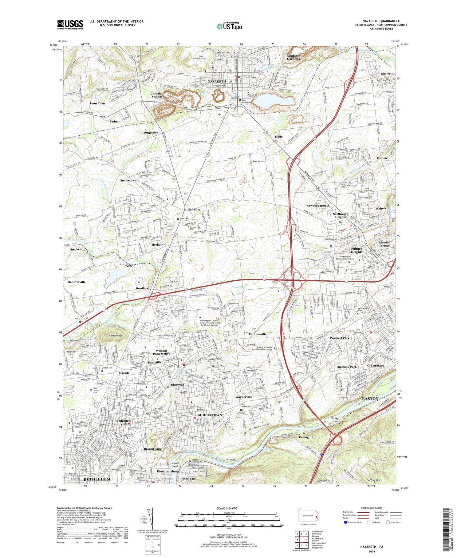 Nazareth Pennsylvania US Topo Map Image