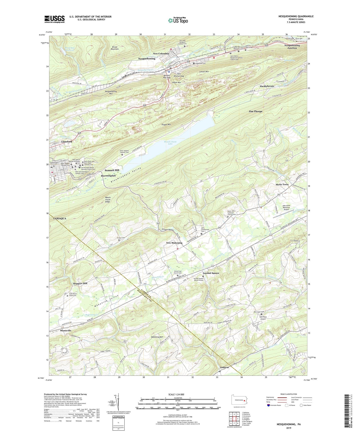 Nesquehoning Pennsylvania US Topo Map Image