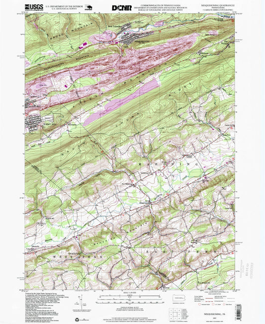 Classic USGS Nesquehoning Pennsylvania 7.5'x7.5' Topo Map Image