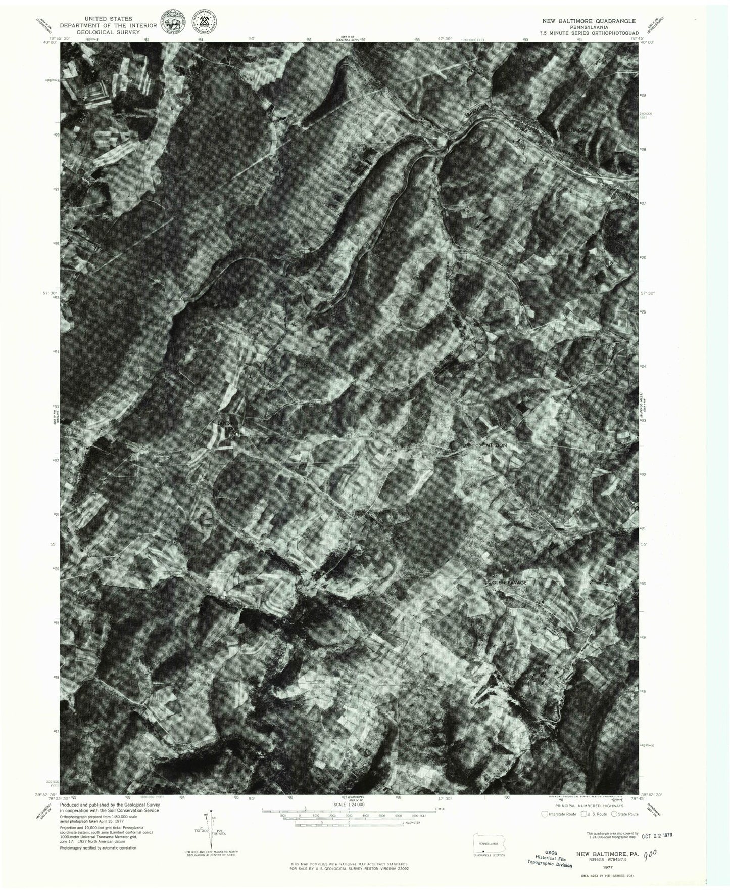 Classic USGS New Baltimore Pennsylvania 7.5'x7.5' Topo Map Image