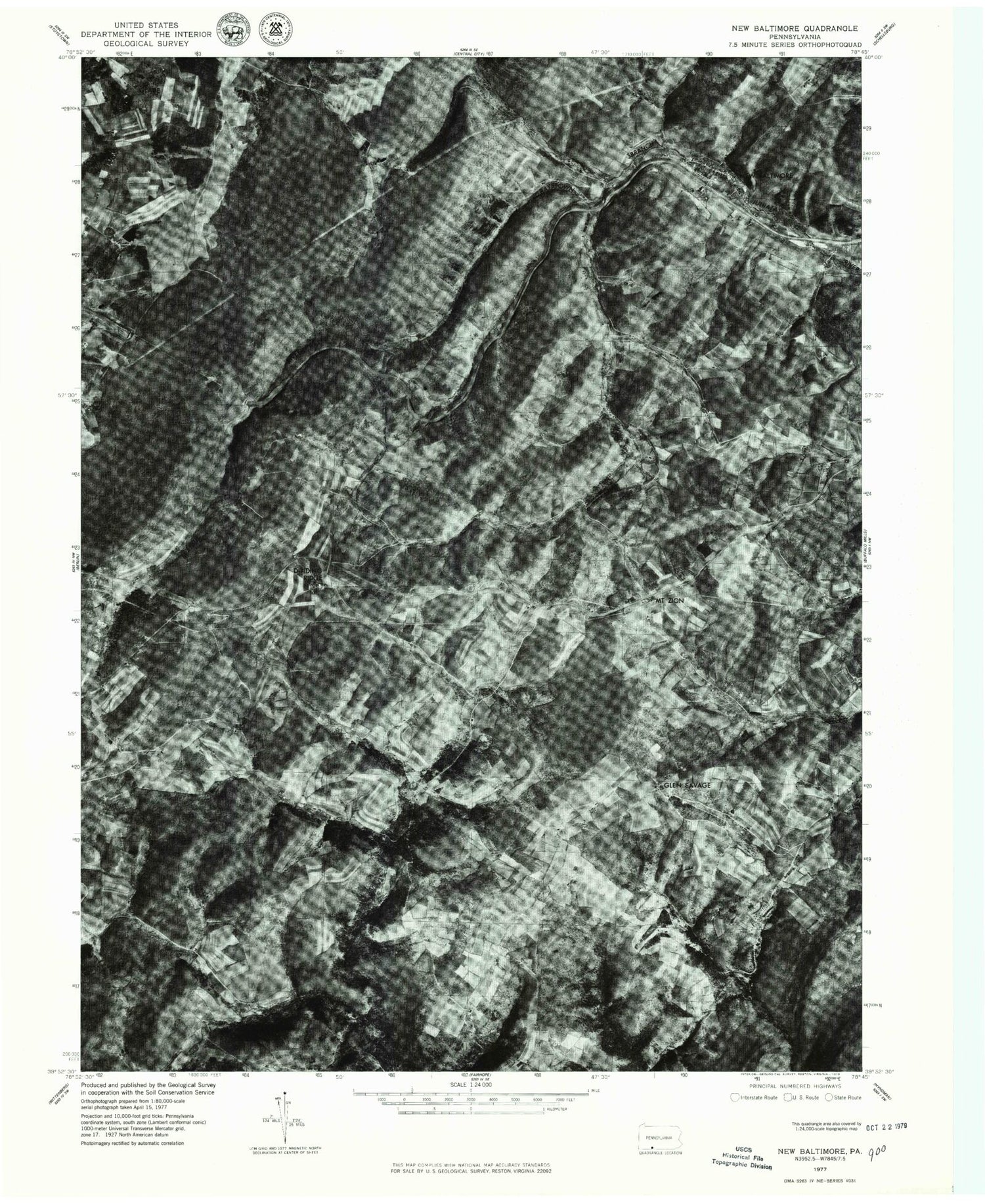 Classic USGS New Baltimore Pennsylvania 7.5'x7.5' Topo Map Image