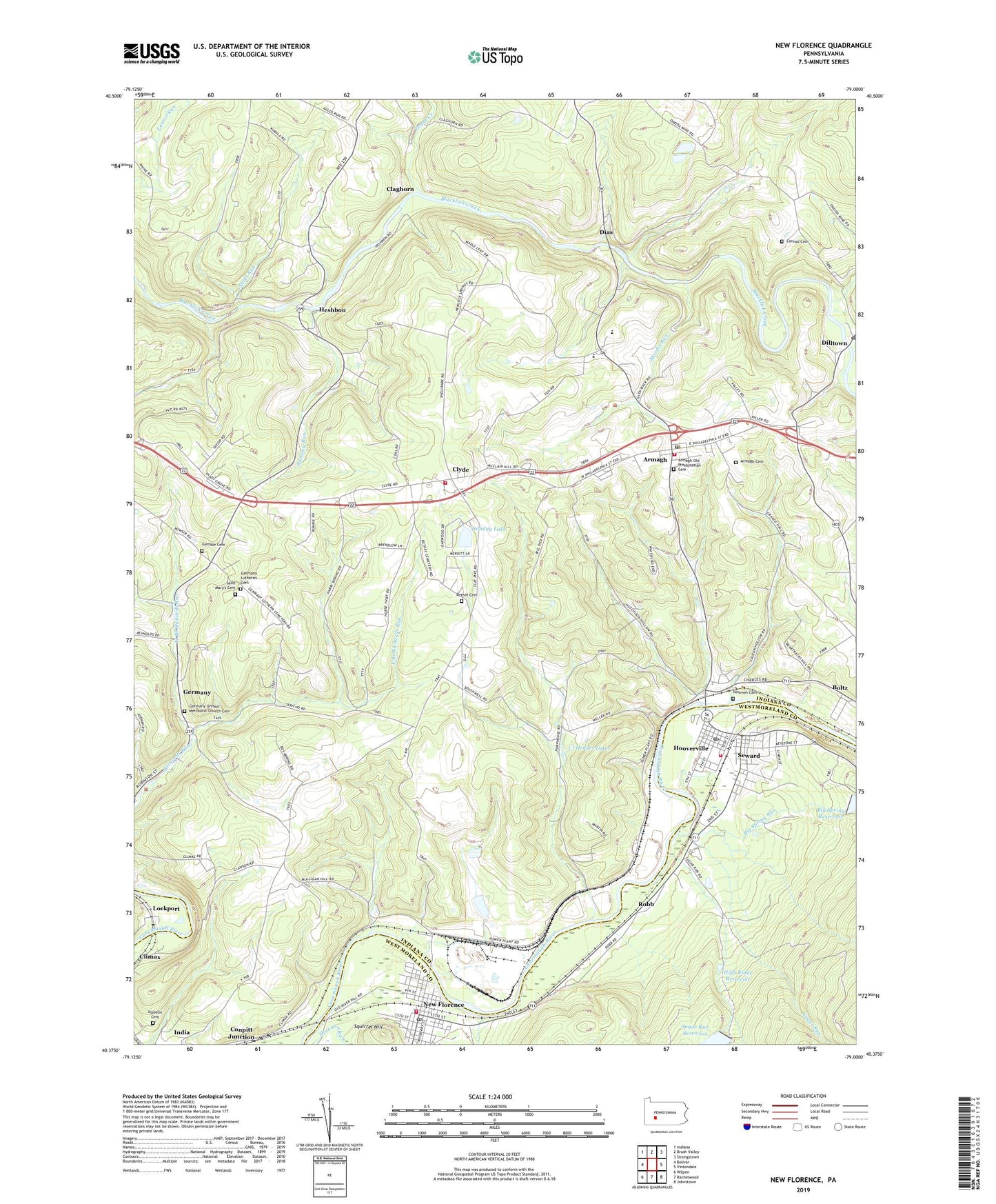 New Florence Pennsylvania US Topo Map Image
