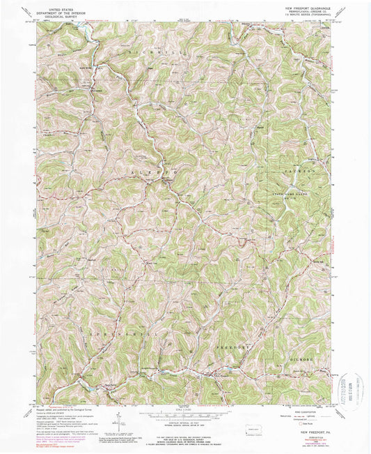 Classic USGS New Freeport Pennsylvania 7.5'x7.5' Topo Map Image