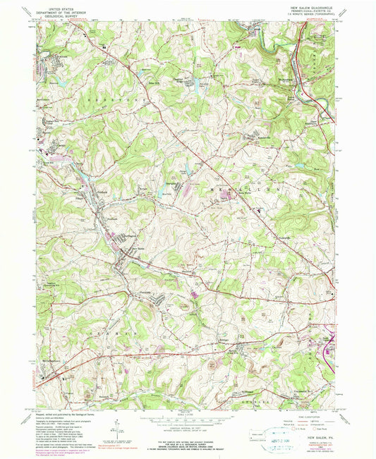Classic USGS New Salem Pennsylvania 7.5'x7.5' Topo Map Image