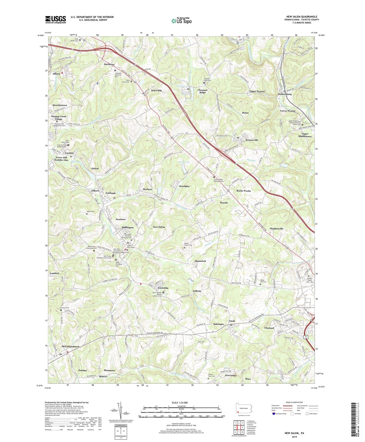 New Salem Pennsylvania US Topo Map Image