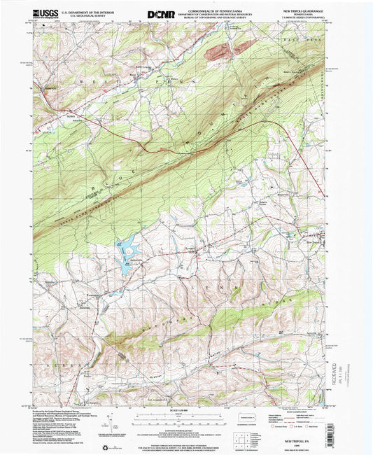 Classic USGS New Tripoli Pennsylvania 7.5'x7.5' Topo Map Image