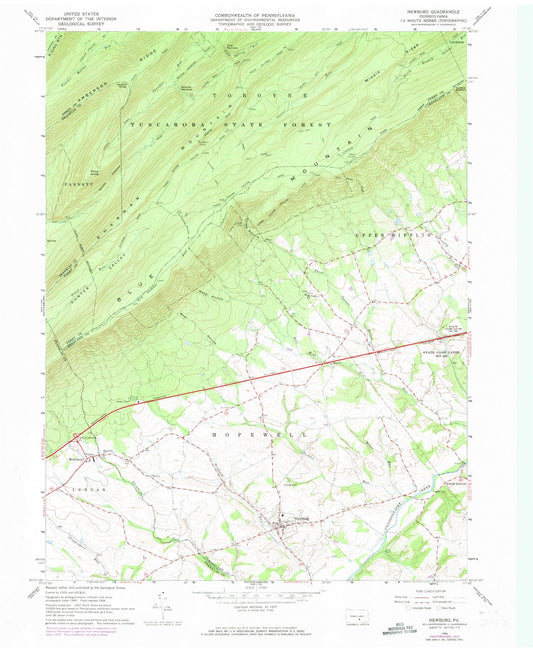 Classic USGS Newburg Pennsylvania 7.5'x7.5' Topo Map Image