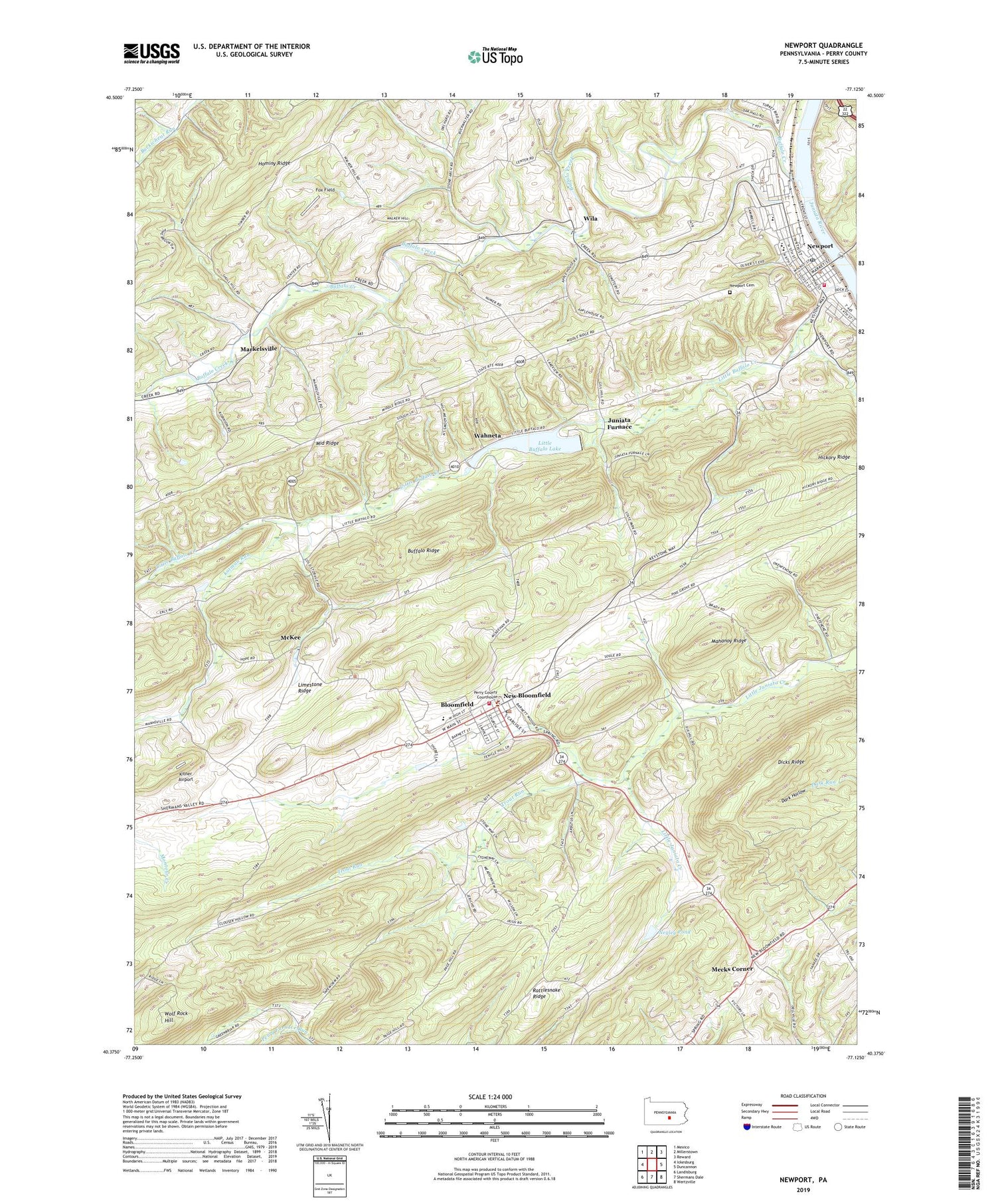 Newport Pennsylvania US Topo Map Image