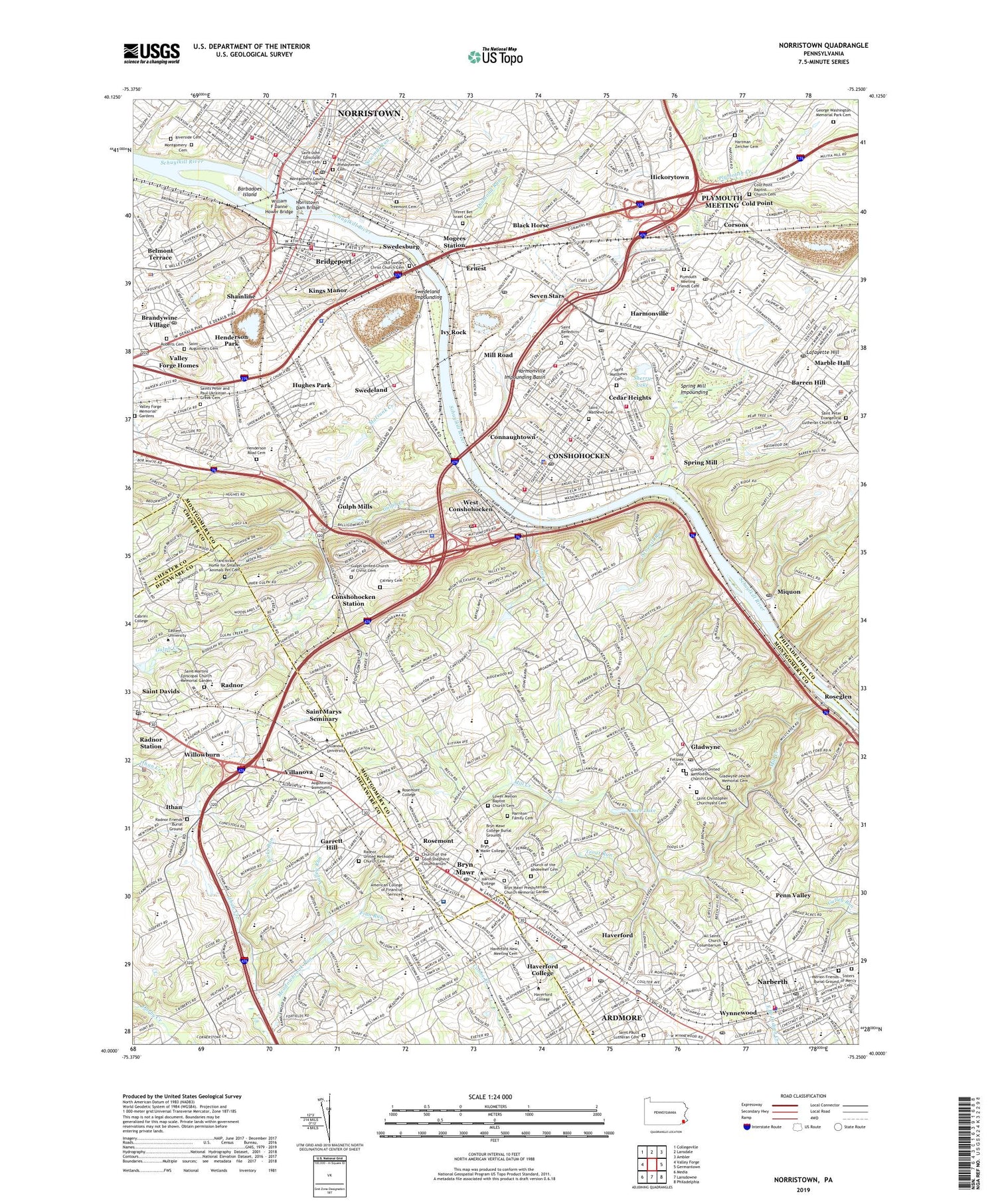 Norristown Pennsylvania US Topo Map Image