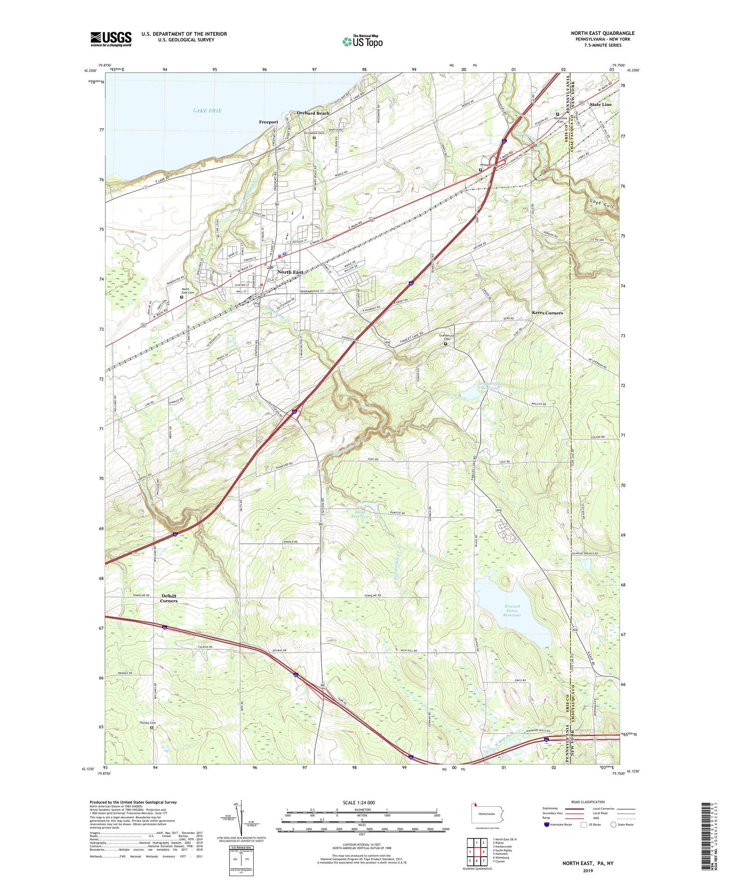 North East Pennsylvania US Topo Map Image