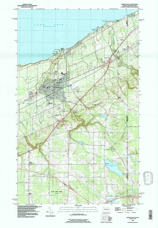 Classic USGS North East Pennsylvania 7.5'x7.5' Topo Map Image